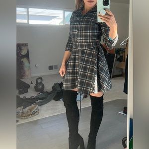 Kiel James Patrick Cozy Cabin Flannel Plaid Shirt Dress NWT XS